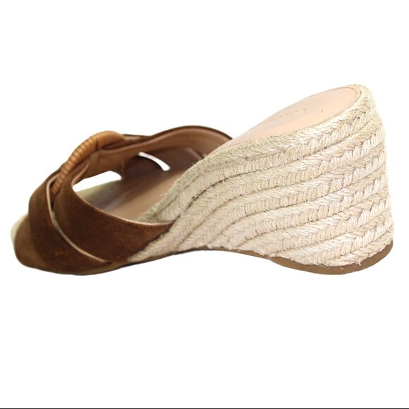 Veronica Beard Ivy Hazelwood Suede Strappy Vamp Woven Wedge Slide, Size 6.5 - Picture 6 of 11